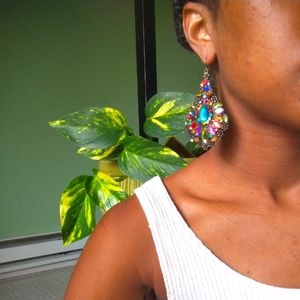 Women's multicolored metal chandelier earring